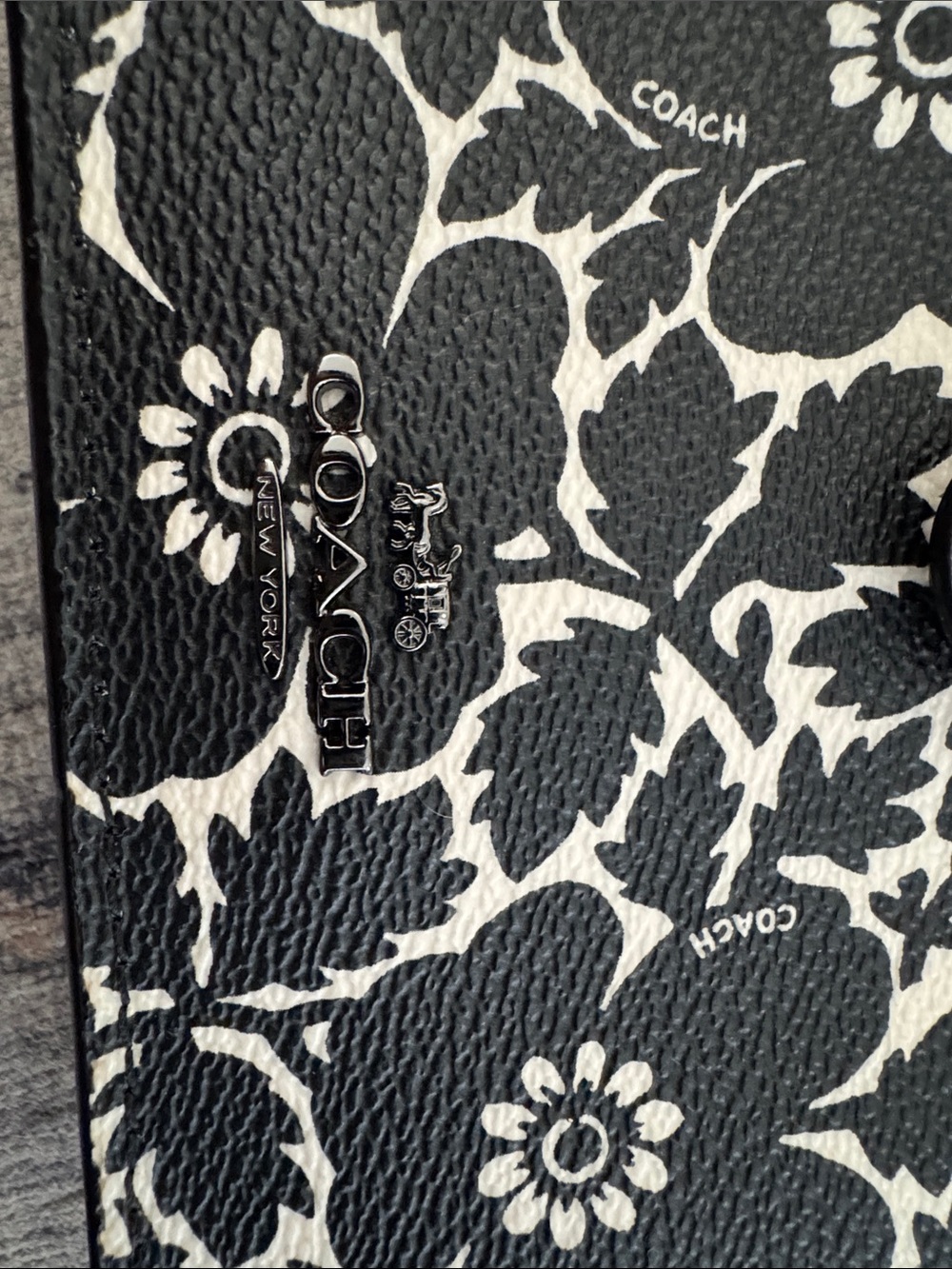 Coach Black and White Floral Crossbody with Pink Accent - Picture 3 of 7